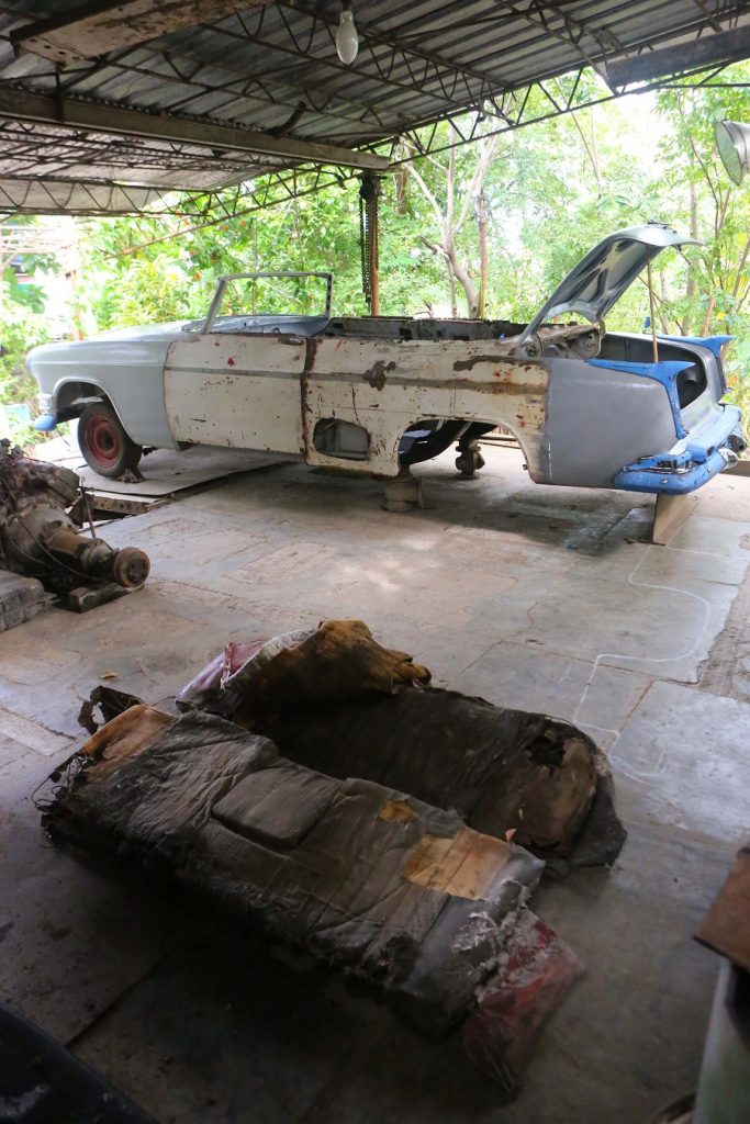 Hemingway Chrysler and tattered original seats, December 2012; copyright Christopher P Baker
